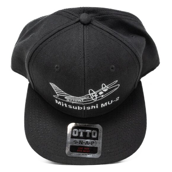 Mitsubishi MU-2 Black Snapback Hat By OTTO With Airplane Embroidery Adjustable F - Picture 5 of 7